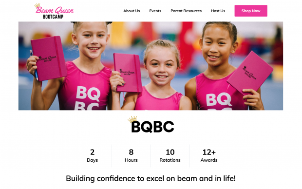 Screenshot of Beam Queen Bootcamp website