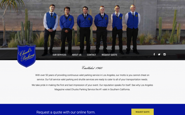Screenshot of Chuck's Parking website