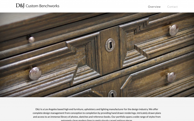 Screenshot of D&J Custom Benchworks website